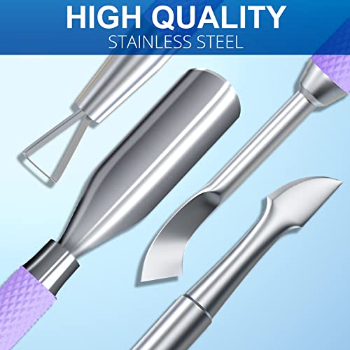 2PCS Lavender/Taro Purple Cuticle Pusher Tool and Scraper Nail Pusher - color: Lavender/Taro Purple