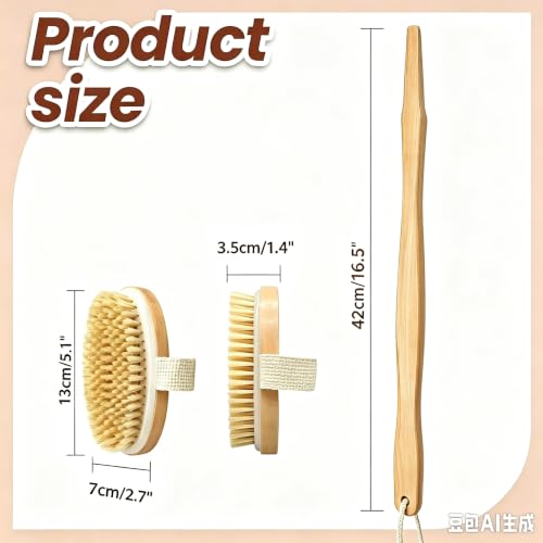 Toe Brush Scrubber & Long Handle Bath Brush with 2 Detachable Brush Heads