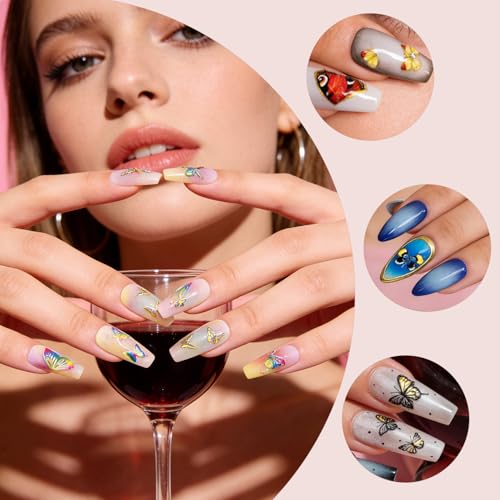 15 Sheets Butterfly Nail Stickers,5D Embossed Butterfly Nail Decals - style: Butterfly