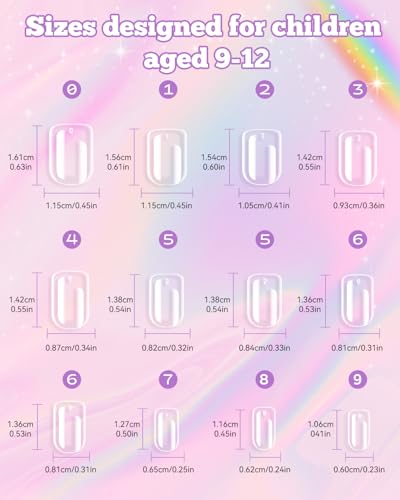 krofaue Kids Nail Tips - Children Square Clear Press On Nails - color: Clear Square Kids Nail Tips