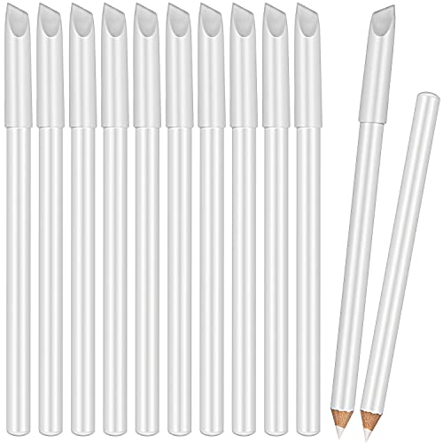 Blulu 12 Pieces White Nail Whitening Pencil 2-in-1 White Manicure Pencils for Under Nails with Cuticle Pusher for Manicure Supplies Art DIY Design Tool