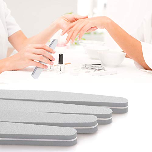 20Pcs Nail Buffer Block Sponge Washable Double Sided 100/180 Sanding Buffing Files (Gray) - color: Gray