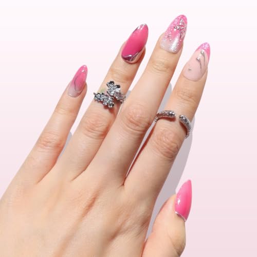 Nail Reformation Stars At Night Press On Nails, Medium Almond, 30Pcs - color: Stars At Night