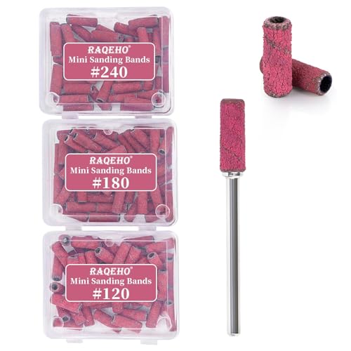 Sanding Bands for Nail Drill - #120, #180, #240 Grit Fine 3.1mm Mini Nail Files with 1pcs 3/32 Drill Bit for Cuticle, Acrylic Gel, Pedicure, Manicure Art Supplies Essentials for Nail Tech - size: 3.1mm