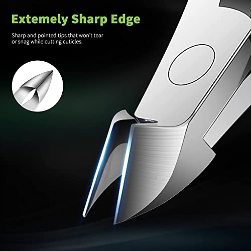 FVION Cuticle Clippers – Small Cuticle Trimmer, Rubber Coated Handle Manicure Tools – Full Jaw Cuticle Cutter for Nails (9mm) - color: Green
