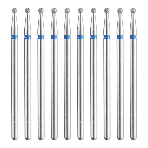 HARFINGTON 10pcs 120-140 Grits Diamond Grinding Bit 1.8mm Ball Head 2.35mm Shank 1.8mm Length Stone Sanding Drill Bits Rotary Tool for Ceramic Glass Nails Grinding Polishing - color: Blue, size: 1.8mm