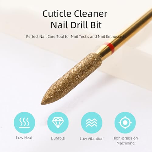3mm Long Barrel Cone Cuticle Clean Nail Drill Bit, Titanium Series Russian Diamond Nail Bits Professional Safety Under Nail Cleaner for Cuticle Dead Skin, Electric Nails Accessories, Fine - color: 3mm Long Barrel Cone Cuticle Bit, size: Fine - F