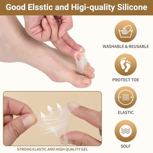 Hoogoo Pinky Toe Sleeves 10pcs with Hole, Toe Protecters Covers for Small Toe, Protect Toe from Rubbing, Ingrown Toenails, Corns, Blisters, Hammer Toes and Other Painful Toe Problems - color: Translucent(with Hole)
