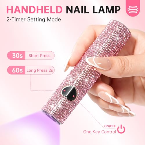 UV Light for Gel Nails, Handheld UV Nail Lamp - color: B-pink Diamond