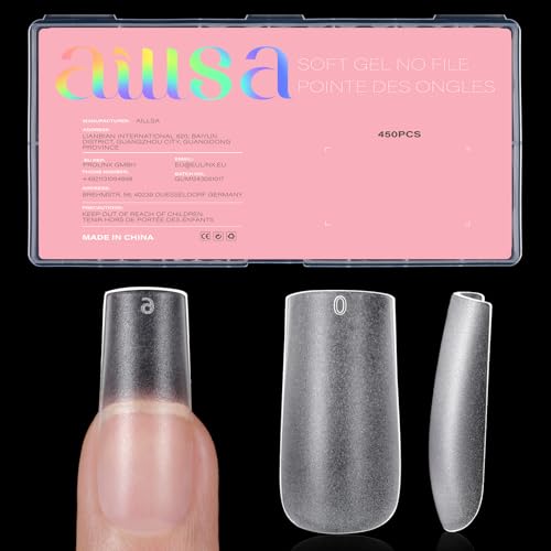 AILLSA Medium Square Nail Tips 450PCS Full Cover Nail Tips Matte Acrylic