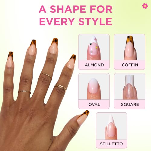 PaintLab Tortoise Shell Press On Nails, Sleek Coffin Square, 30pcs Nail Kit - color: Tortoise Chic