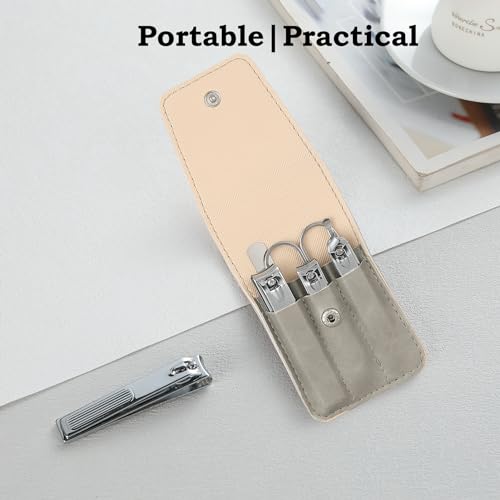 Nail Clipper Set Gifts for Men, 6 Pcs Case Fingernail Clipper Christmas Stocking Stuffers for Adults (Grey) - color: Grey