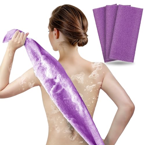 ARCH&M Exfoliating Washcloth Towel, Purple, 3-Pack - style: Purple x 3