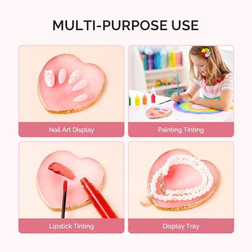 MelodySusie 1Pc Heart Resin Nail Art Palette Color Mixing Board Pink - color: Pink Heart Without Spatula
