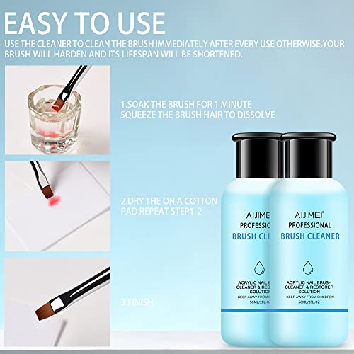 Acrylic Nail Brush Cleaner Acrylic Brush Cleaners Liquid Acrylic Paint Brush Cleaner Nails Artist Acrylic 2PCS 58ml/2 FL.OZ - color: Brush Cleaner 120ml/4 FL.OZ