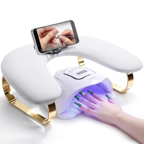 Noverlife Arm Rest for Nails Tech White U-Shaped, 360° Rotating Phone Stand