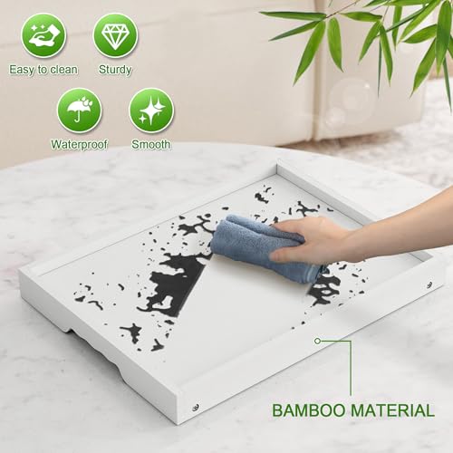 Youpehom Bamboo Bed Tray Tables with Folding Legs, Medium, 2-Pack, White - color: White-2 Pack, size: Medium