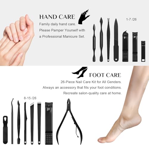 26Pcs Manicure Nail Clipper Set for Men Women Gift, Brown Case - color: Brown
