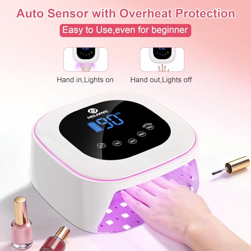 Cordless UV LED Nail Lamp, 80W Rechargeable Nail Dryer Light - color: White