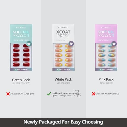 BTArtbox Press On Nails, Short Square Purple Fake Nails, 32Pcs Full Kit - color: A2-Glass Ocean