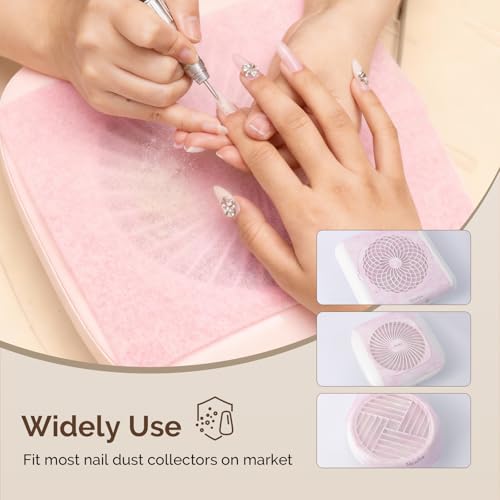 MelodySusie 200 Sheets Nail Dust Collector Filter Paper, Disposable Dust Vacuum Filter with 6pcs Sticky Back Hook for Most Nail Dust Fan Extractor Machine, Nail Tech Supplies for Salon & Home - color: Pink