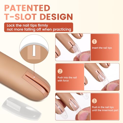 100PCS Replacement Clear Nail Tips for Practice Nail Hand - color: Clear-100pcs Refill Tips for Silicone Hand
