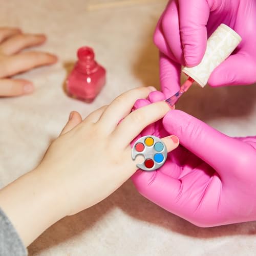 4 Pack Mini Nail Art Palette, Nails Rings Palette, Finger Rings Metal Manicure Palettes Tools, Nails Polish Mixing Plate, Gel Palettes Manicure for Nail Art Display - color: A