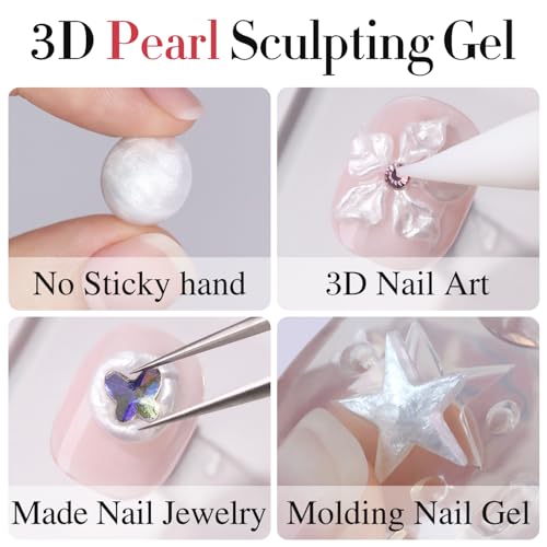 Double Rhythm 3D Nail Gel Pearl Solid Sculpting Gel for Nail Art Non-Sticky Hard Gel for Building Carving Molding Nail Extension Soak Off UV/LED Nail Art Salon Home DIY 0.5 Oz (Silver-Silk 01) - color: Silver Silk