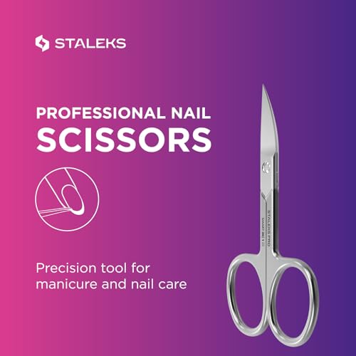 STALEKS PRO Smart 30 Nail Scissors, Wide Curved Blades, Satin Finish