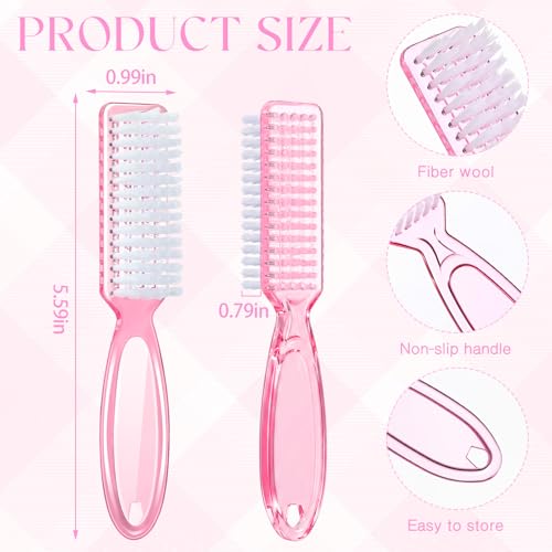 Patelai 15 Pieces Nail Brush Handle Grip for Fingernail Toe Scrub Cleaning - color: Pink