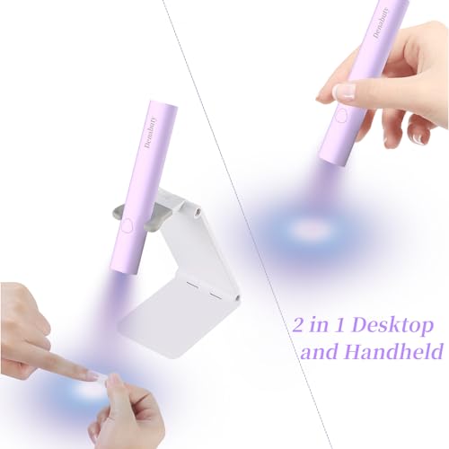 UV Light for Gel Nails, Mini UV LED Nail Lamp Handheld with Stand - size: Violet