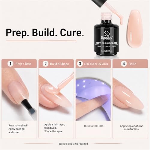 Beetles Builder Gel for Nails,8 in 1 Jelly Nude Color - color: B - Sheer Light Nude
