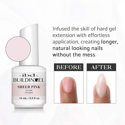 IBD Building Gels Sheer Pink, Bottle – Hard Builder Gel for Nails Extensions, Sculpting & Overlays, Soak-Off UV/LED Nail Enhancement, 0.5 oz, 1 Count - color: Sheer Pink