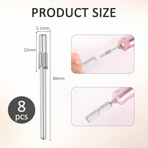 8 PCS Mini Mandrel Nail Bit,3.1 MM 3/32 Inches Nail Drill Bit for Electric Drill File Machine,Suitable for Acrylic Nails Manicure Pedicure Tool,Sanding Bands Compatible - size: 8 PCS