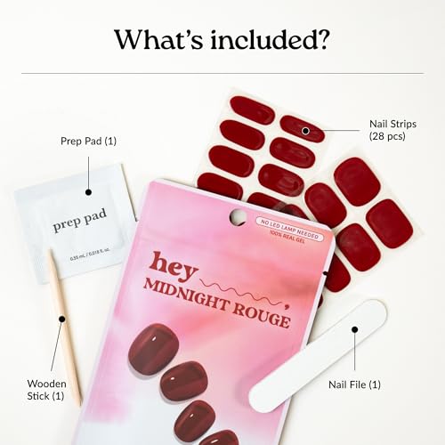 Heyhae Semi Cured Gel Nail Strips - Hey, Midnight Rouge - color: Hey, Midnight Rouge