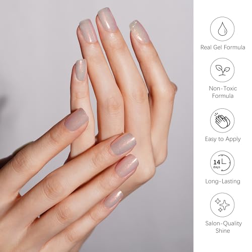 DANNI & TONI Semi Cured Gel Nail Strips Mermaid Glitters (Fairy Dust) Aurora Gel Nail Stickers 28 Stickers Gift for Woman - color: Fairy Dust