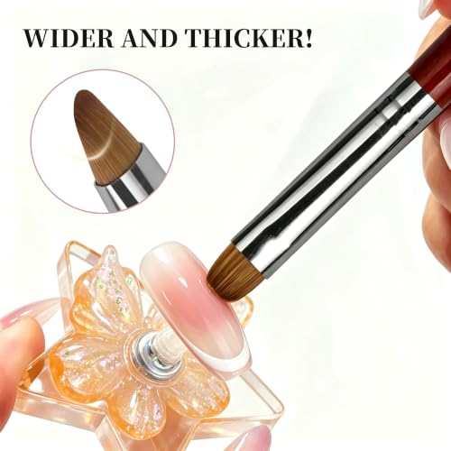 Kolinsky French Tip Nail Art Brush Solid Wood Handle Smooth Bristles for Precise Manicure Clean Up Professional Salon & Home DIY Manicure Tool Professional Nail Brush - Size 8, 1.0 Count