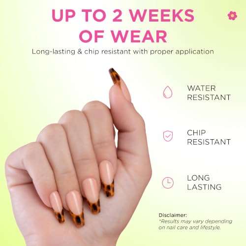 PaintLab Tortoise Shell Press On Nails, Sleek Coffin Square, 30pcs Nail Kit - color: Tortoise Chic