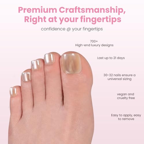 Nail Reformation Press On Toenails, Champagne Short Square Fake Toe Nails - color: Moonstone Shimmer
