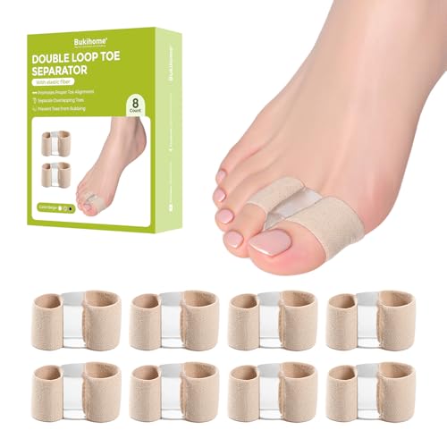Bukihome Toe Separators for Overlapping Toes, Bunion Relief with 8 Pack - size: 8 Count