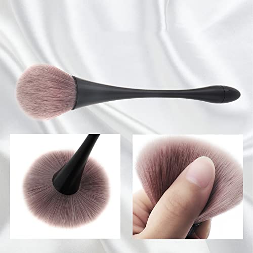 2Pcs Nail Dust Brush Cleaner for Acrylic, Dip Powder, Makeup, Blush - Large Manicure Clean Up Tool - Nail Art Brushes (Gold+Black) - color: Gold+Black