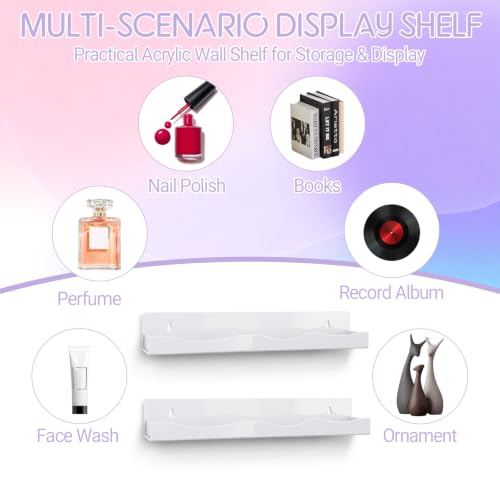 15" Nail Polish Wall Rack 6 Pack, Wall Mounted Organizer Holds 66+ Bottles - color: White-standard