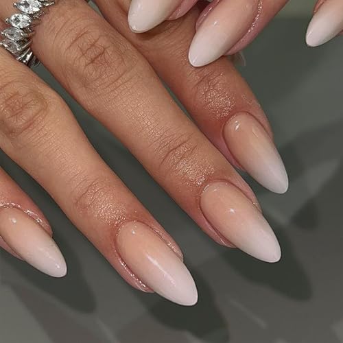Gradient Nude Acrylic Press on Nails Almond Medium Fake Nails - color: 06-Nude Brown