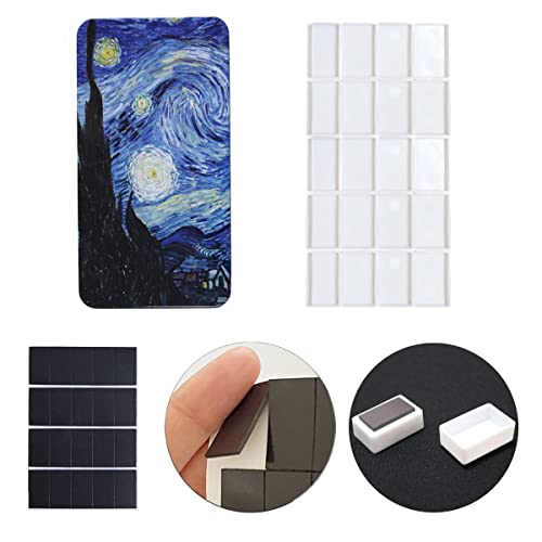 FCLUB Metal Watercolor Palette with 20 Wells Full Pans and Magnetic Strips - color: Starry Night, size: 6.7" x 6.7" x 0.6"