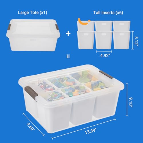 MACOPRO 17 QT Clear Storage Bins with Lids Plastic Box Multipurpose Stackable Storage Containers for Organizing Tool,Craft,Crayon,Marker Pen(White, 1Pack-6-in-1) - size: 1Pack-17QT-6-in-1
