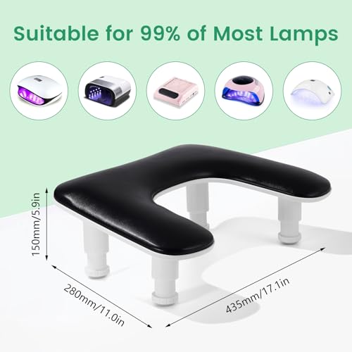 Big Arm Rest for Nails Tech, Height Adjustable, U-Shaped,Black - color: 2nd Gen Height-adjustable Dark