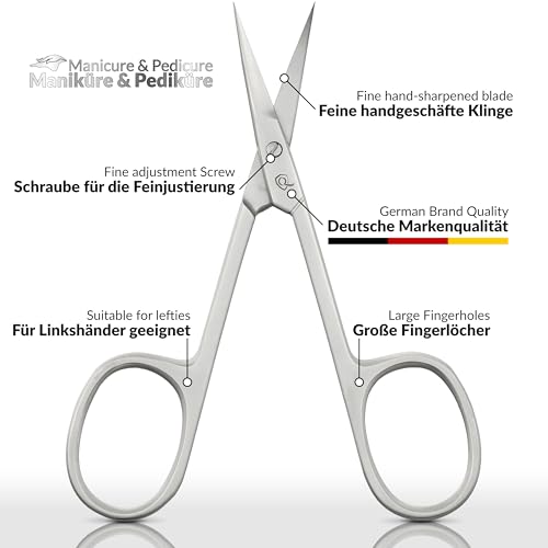 marQus Curved Cuticle Scissors – Precision Stainless Steel for Manicure & Pedicure, Eyebrow & Eyelash Grooming, Extra Sharp with Premium Storage Case - color: Black Cuticle