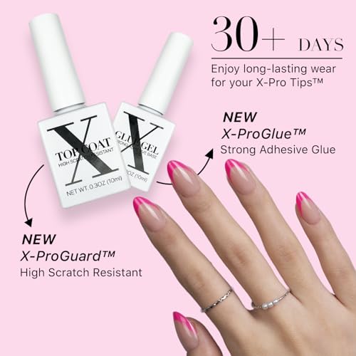 SXC Cosmetics X-Pro Tips French Tip Press On Nails - Bright Pastel Glow in the Dark Series (GLOW114KIT-S Almond) - color: Glow in the Dark - S Almond
