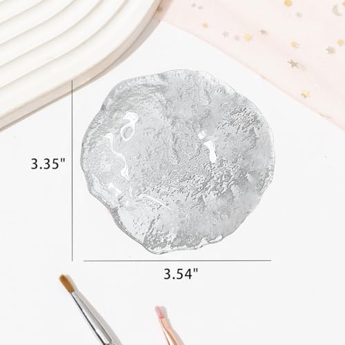 Round Glass Nail Art Palette,Easy Clean Non-Stick Paint Tray Palette,Small Gel Nail Polish Artist Pallet for Acrylic Paint Makeup Color Mixing Oil Watercolor Craft DIY Art Painting
