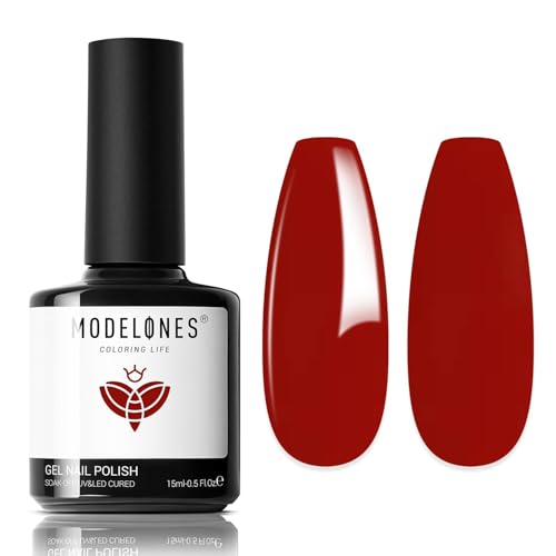 modelones Red Gel Nail Polish Soak Off UV/LED Gel Polish 15ML - color: A1-Red Solid